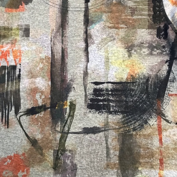 Ali Miles Casual Top Womens Small Grey Artistic Print Pocket Brushed Fleece - Picture 10 of 10